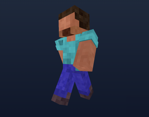 Steve with enhanced shading and detailed pixel textures