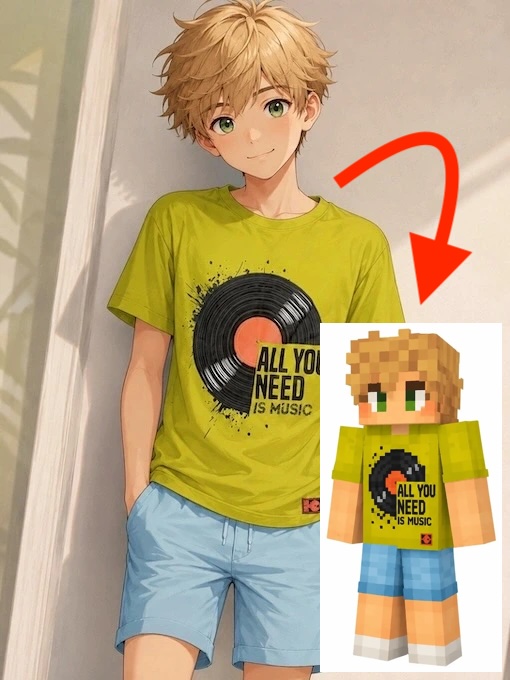 Original 2D Minecraft skin reference